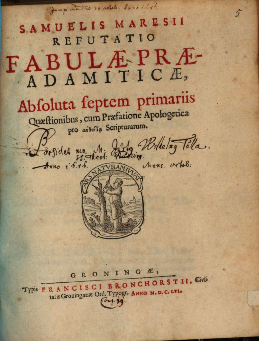 Cover of Refutatio fabulae praeadamiticae, absoluta septem primariis quaestionibus