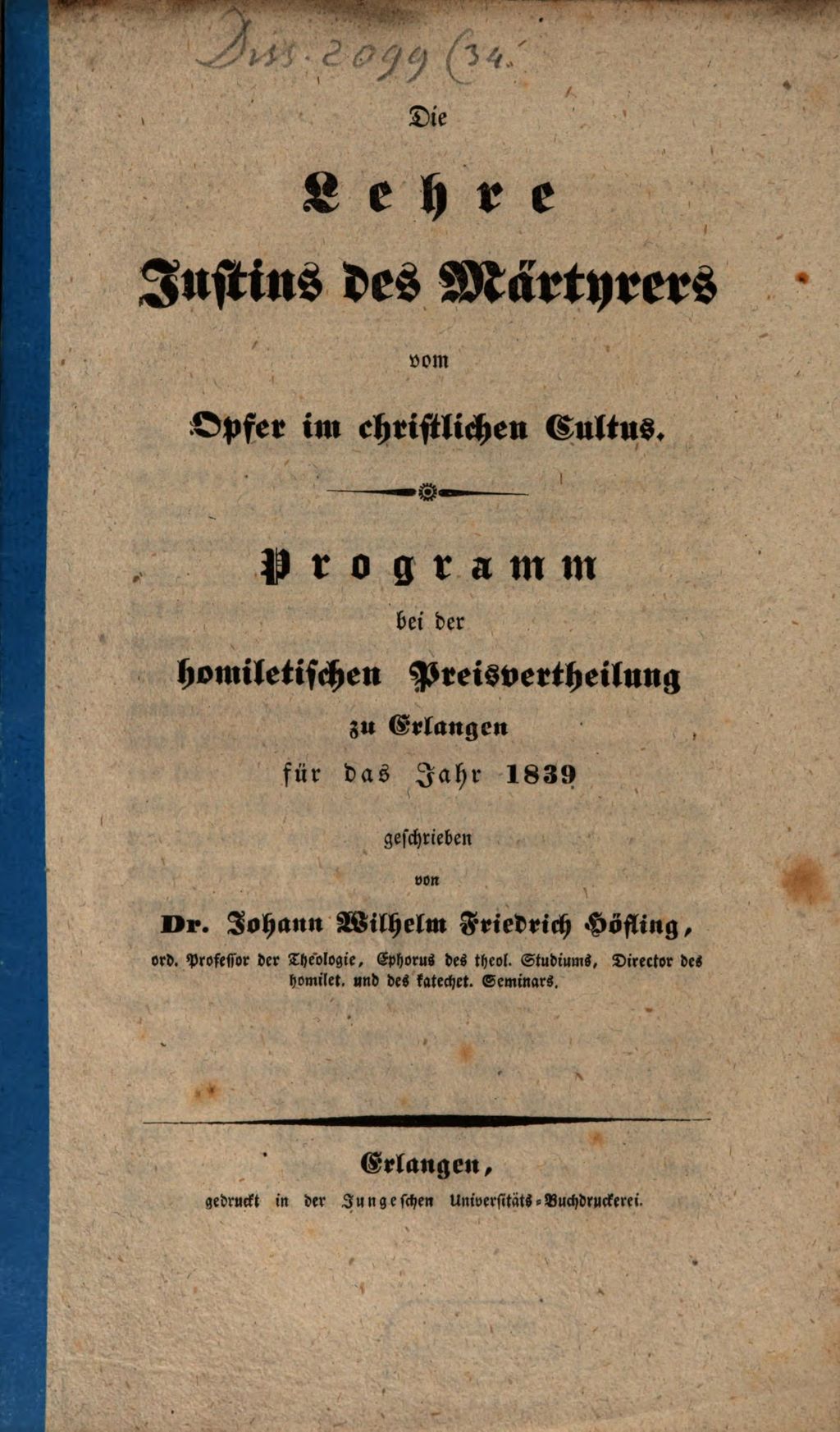 Cover of Die Lehre Justins des Martyrers vom Opfer im christlichen Cultus