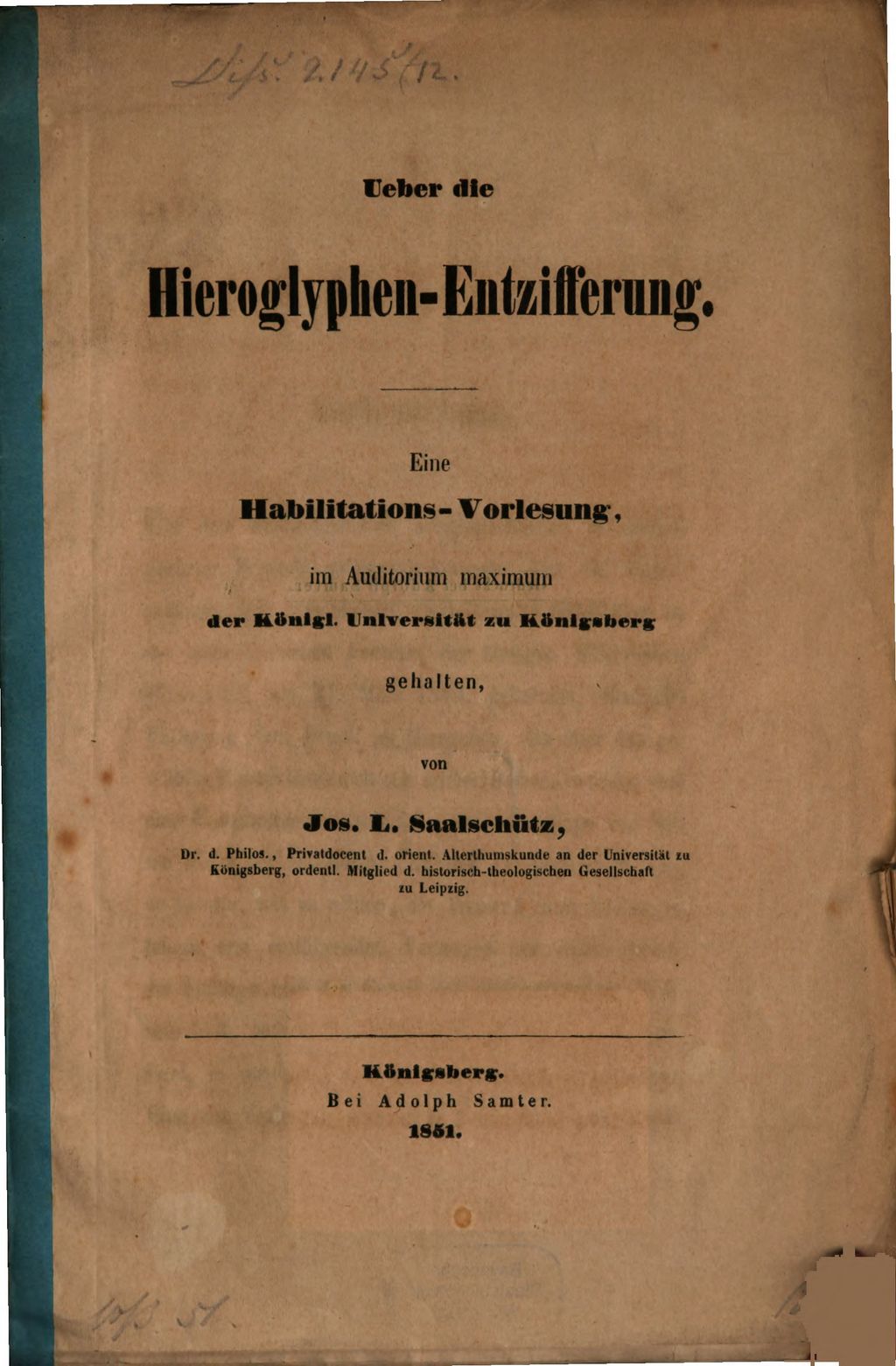 Cover of Über die Hieroglyphen -Entzifferung