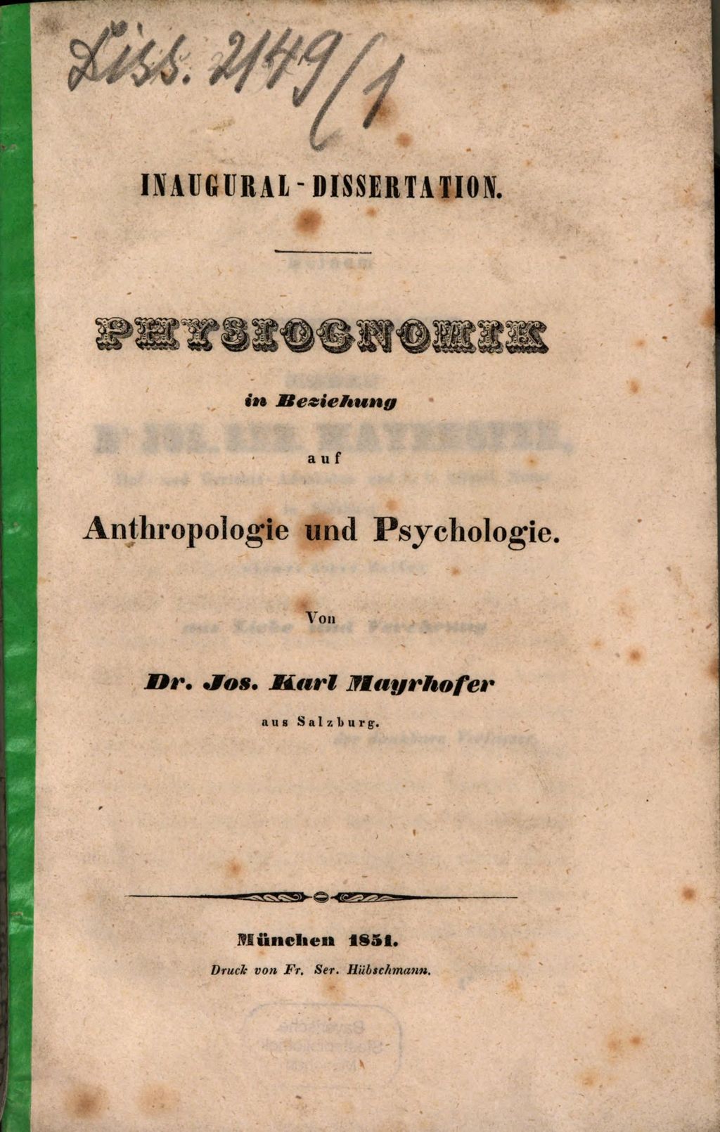 Cover of Physiognomik in Beziehung auf Anthropologie und Psychologie