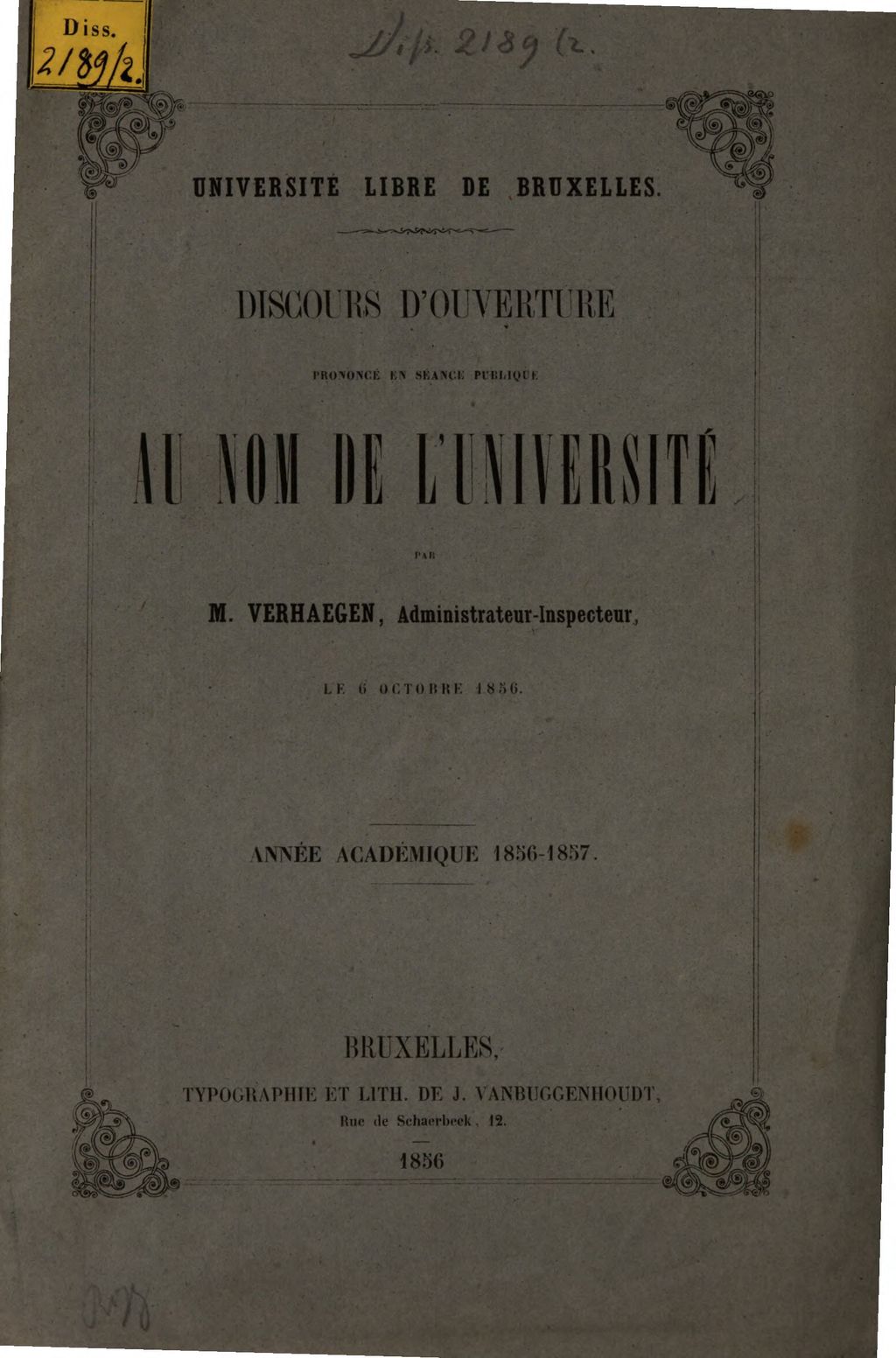 Cover of Discours d'ouverture prononcé en séance publique au nom de l'université