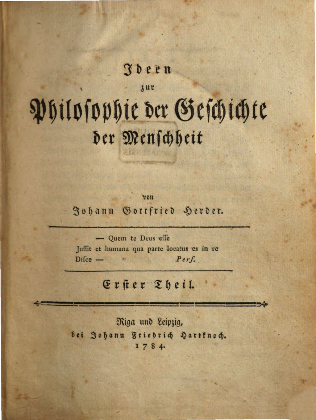 Cover of Ideen zur Philosophie der Geschichte der Menschheit. 1