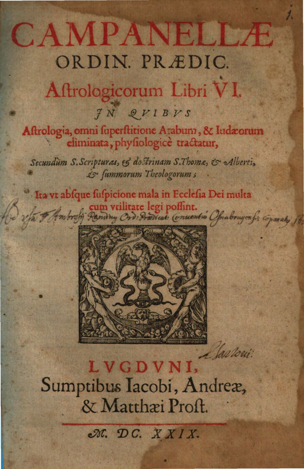 Cover of Campanellae Ordin. Praedic. Astrologicorum Libri VI