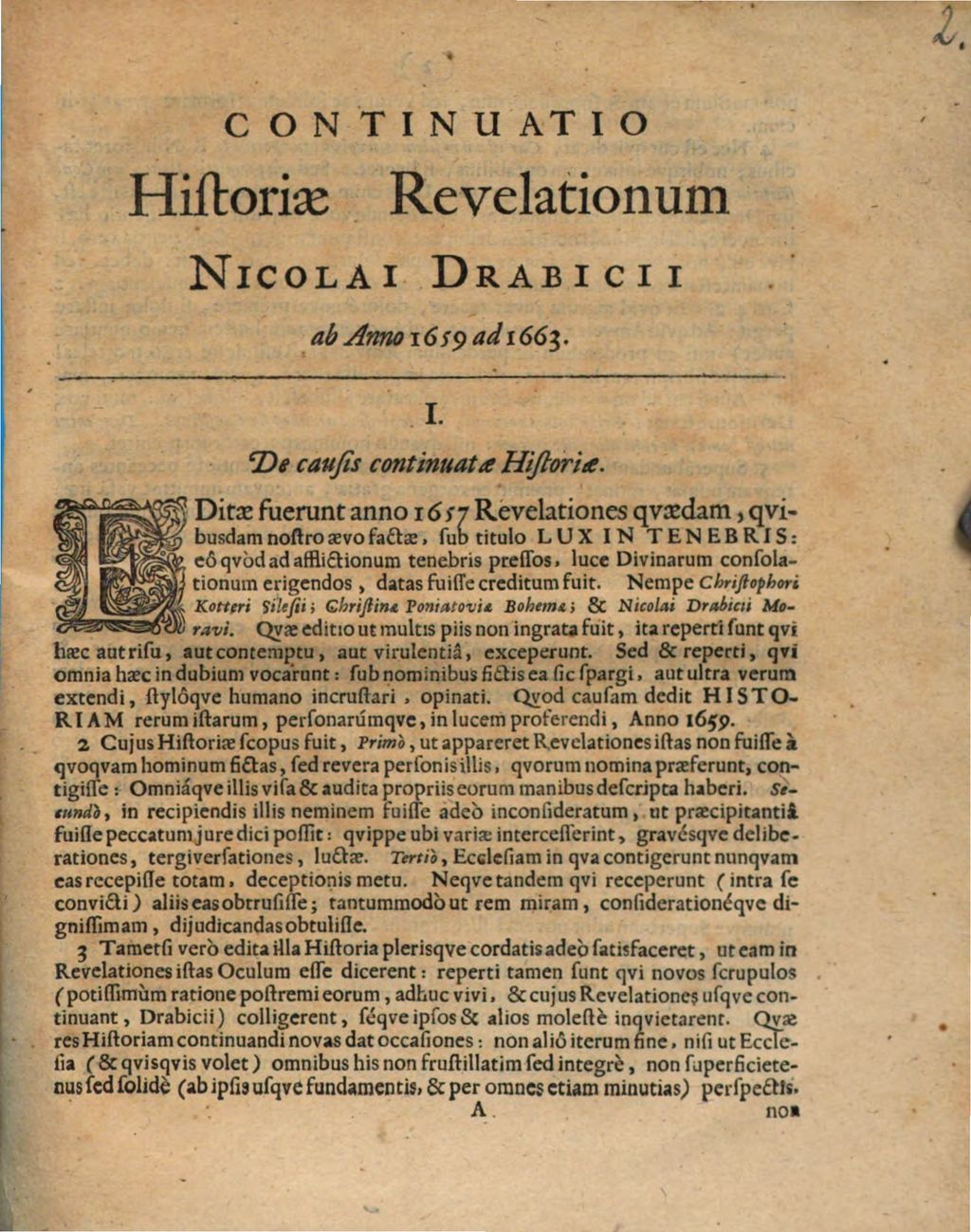 Cover of Continuatio Historiae Revelationum Nicolai Drabicii