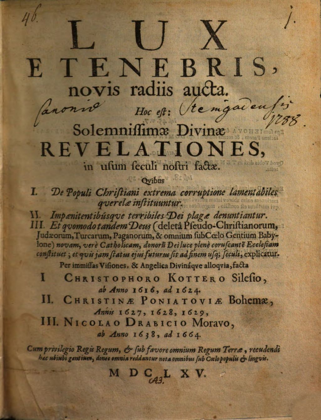 Cover of Lux e tenebris, novis radiis aucta
