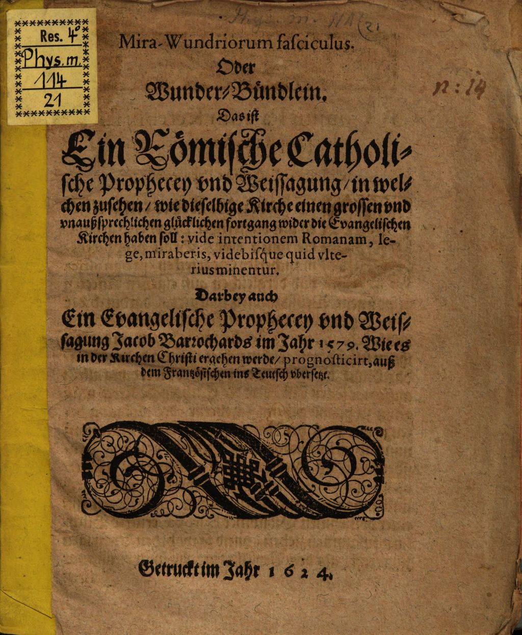 Cover of Mira-wundriorum Fasciculus, Oder Wunder-Bändlein