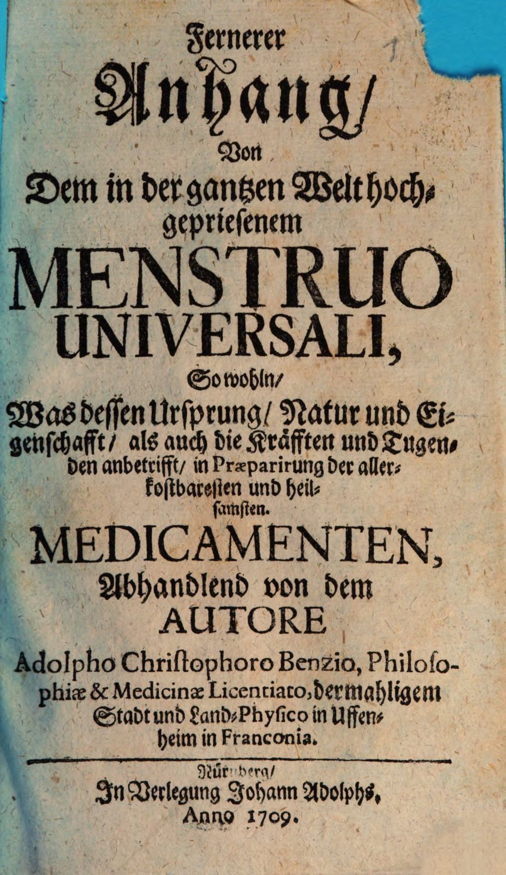 Cover of Fernerer Anhang von dem ... Menstruo Universali