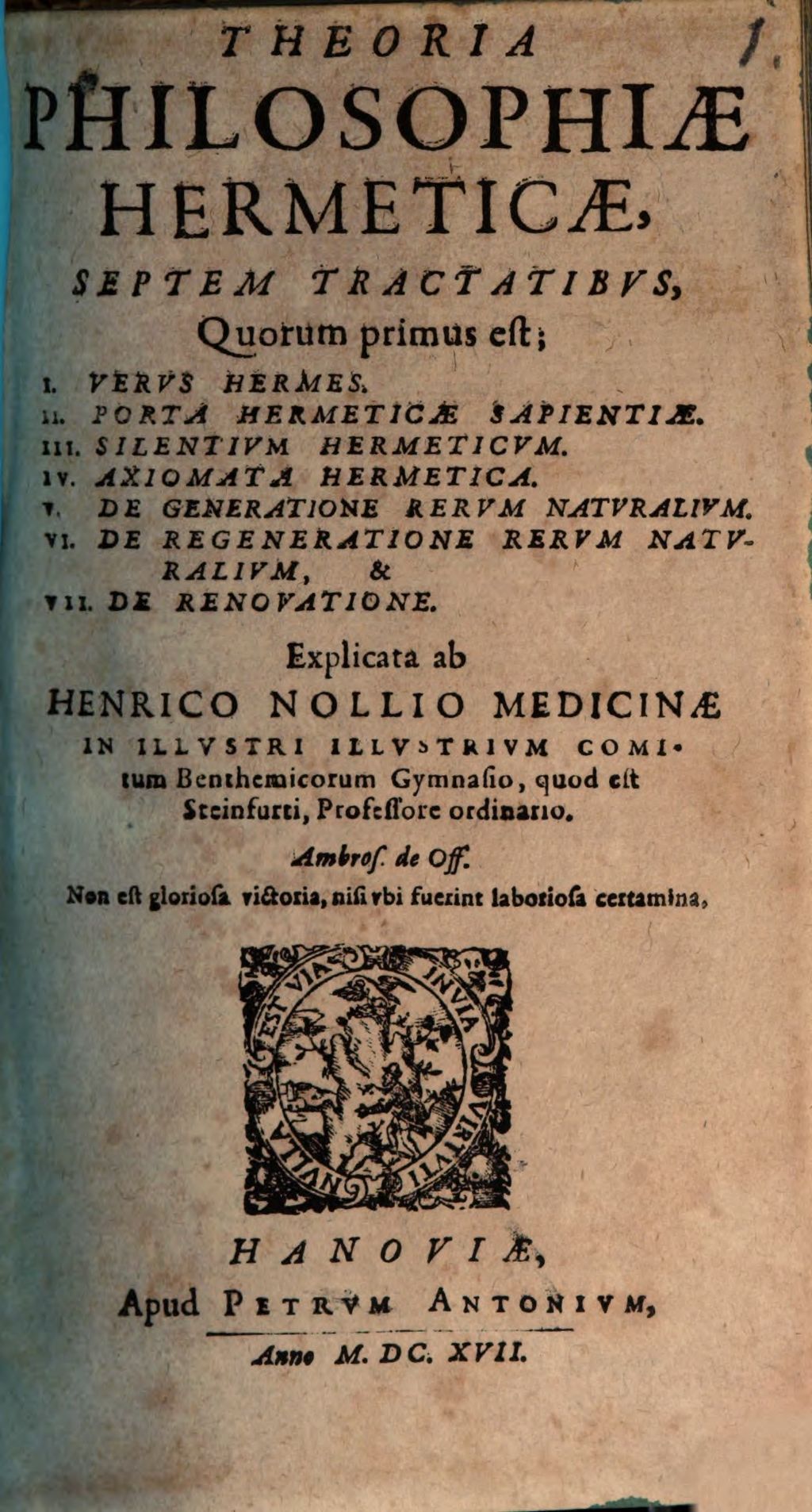Cover of Theoria Philosophiae Hermeticae