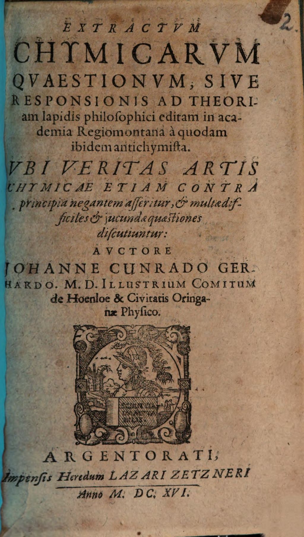 Cover of Extractus chymicarum quaestionum
