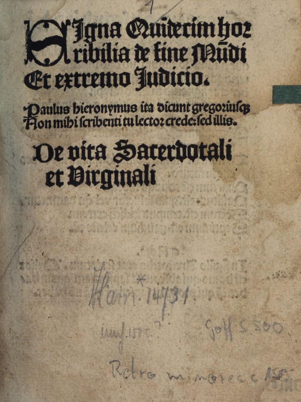 Cover of Signa quindecim horribilia de fine mundi et extremo iudicio