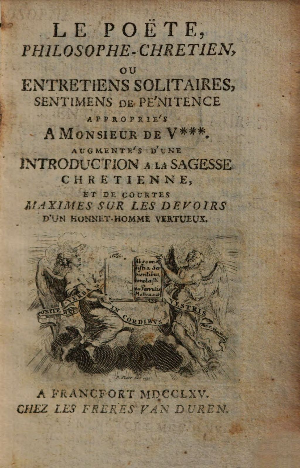 Cover of Le Poëte Philosophe-Chretien, Ou Entretiens Solitaires, Sentimens De Pénitence