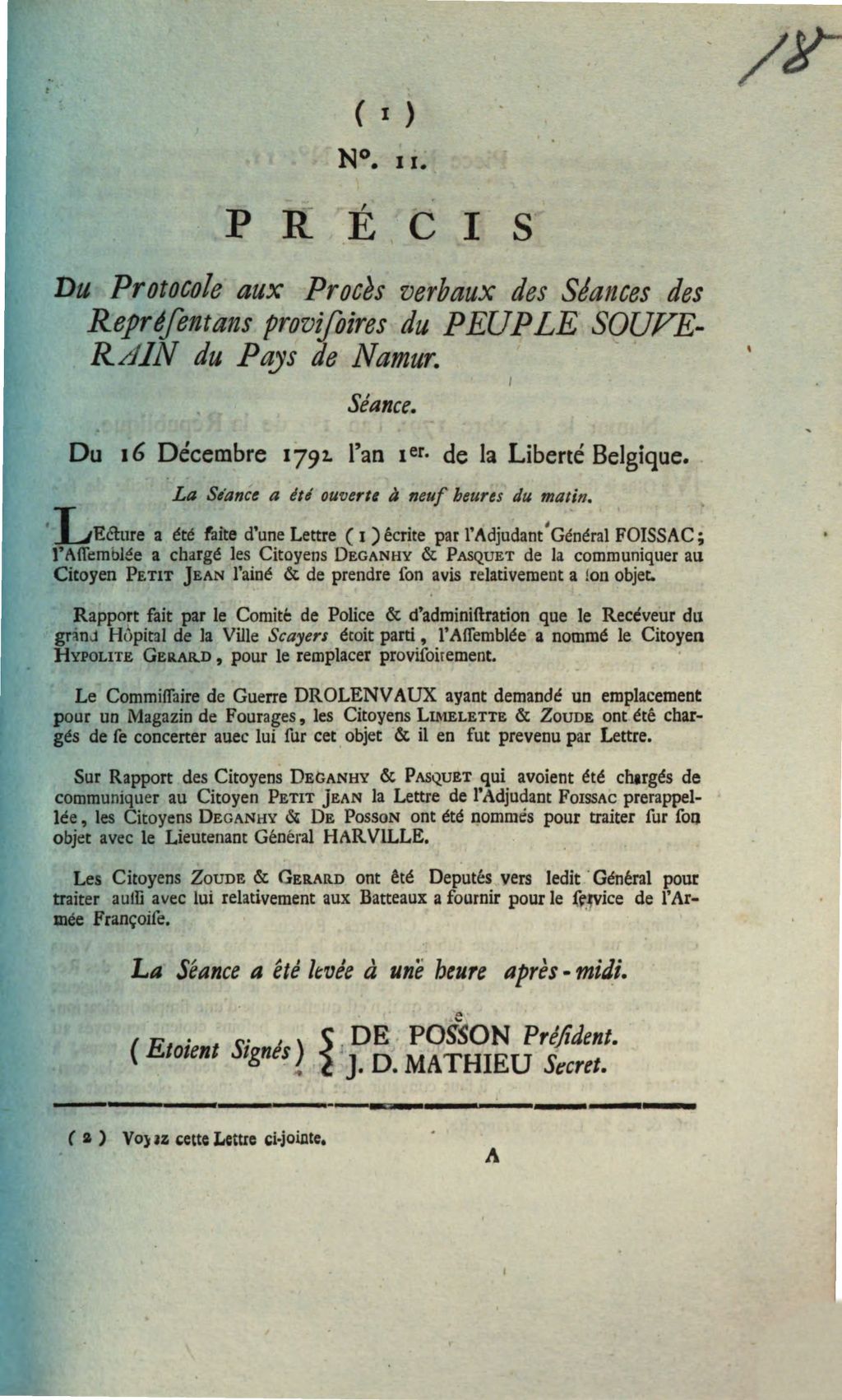 Cover of Precis Du Protocole aux Proces verbaux des Seances des Representans provisoires du Peuple Souverain du Pays de Namur. Seance . Du 16. Decembre 1792 l'an 1er de la Liberte Belgique