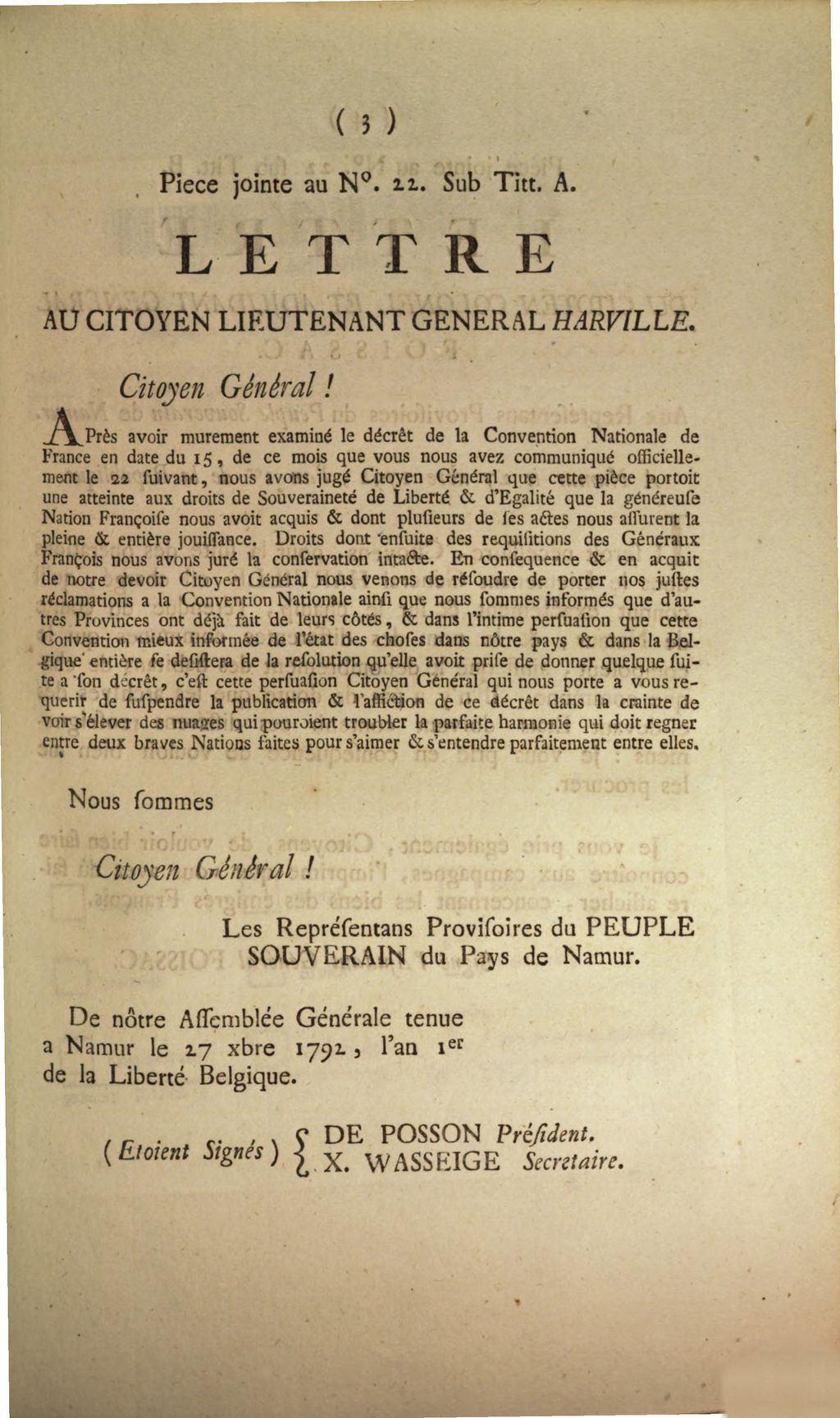 Cover of Precis Du Protocole Aux Proces verbaux des Seances des Representans provisoires du Peuple Souverain du Pays de Namur. Seance Du 27 Decembre 1792. L'an 1er de la Liberte Belgique