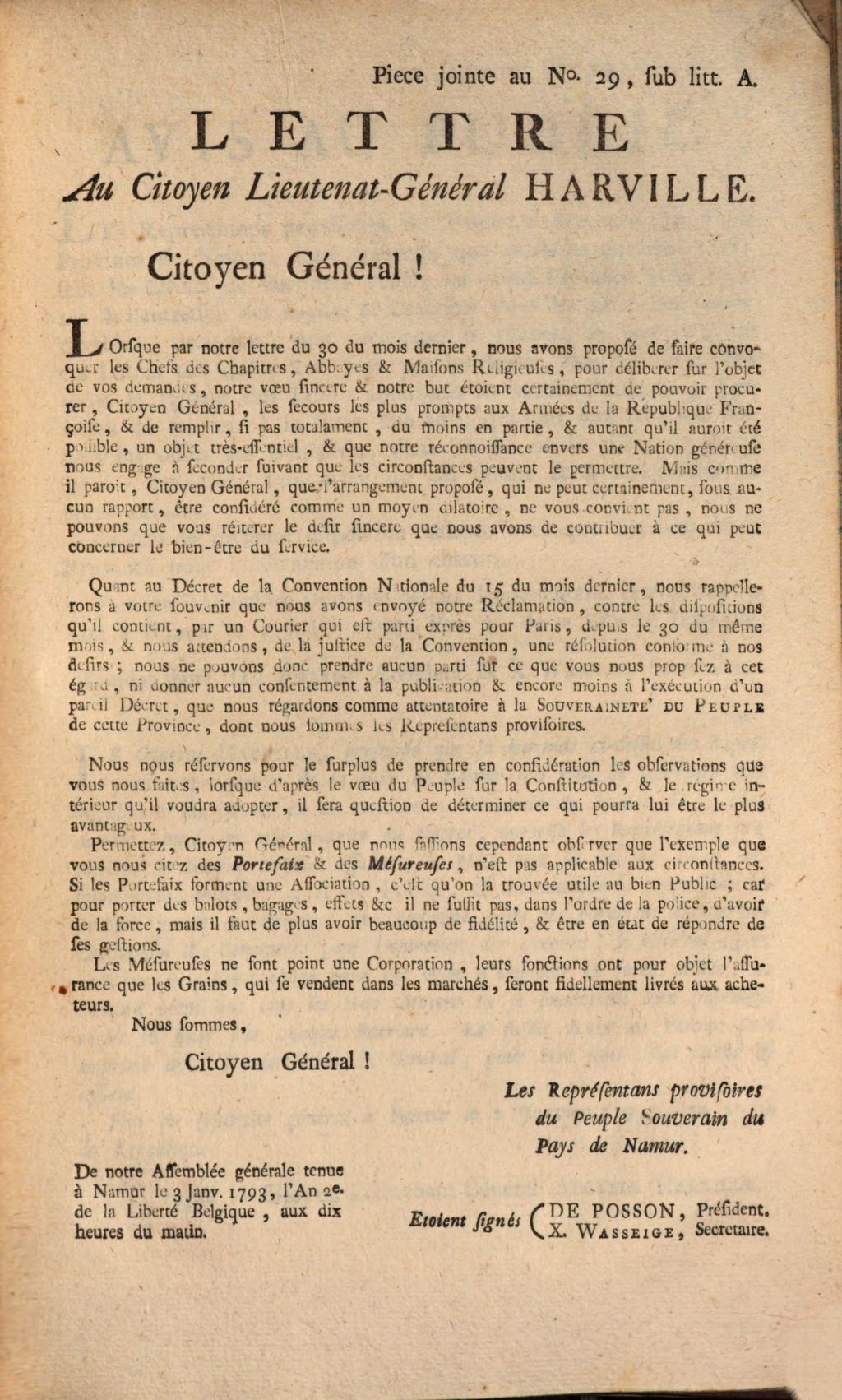 Cover of Precis Du Protocole Aux Proces verbaux des Seances des Representans provisoires du Peuple Souverain du Pays de Namur. Seance du 3 Janvier 1793, l'an 2e. de la Liberte Belgique. Elle a ete ouverte aux neuf heures & demi du matin
