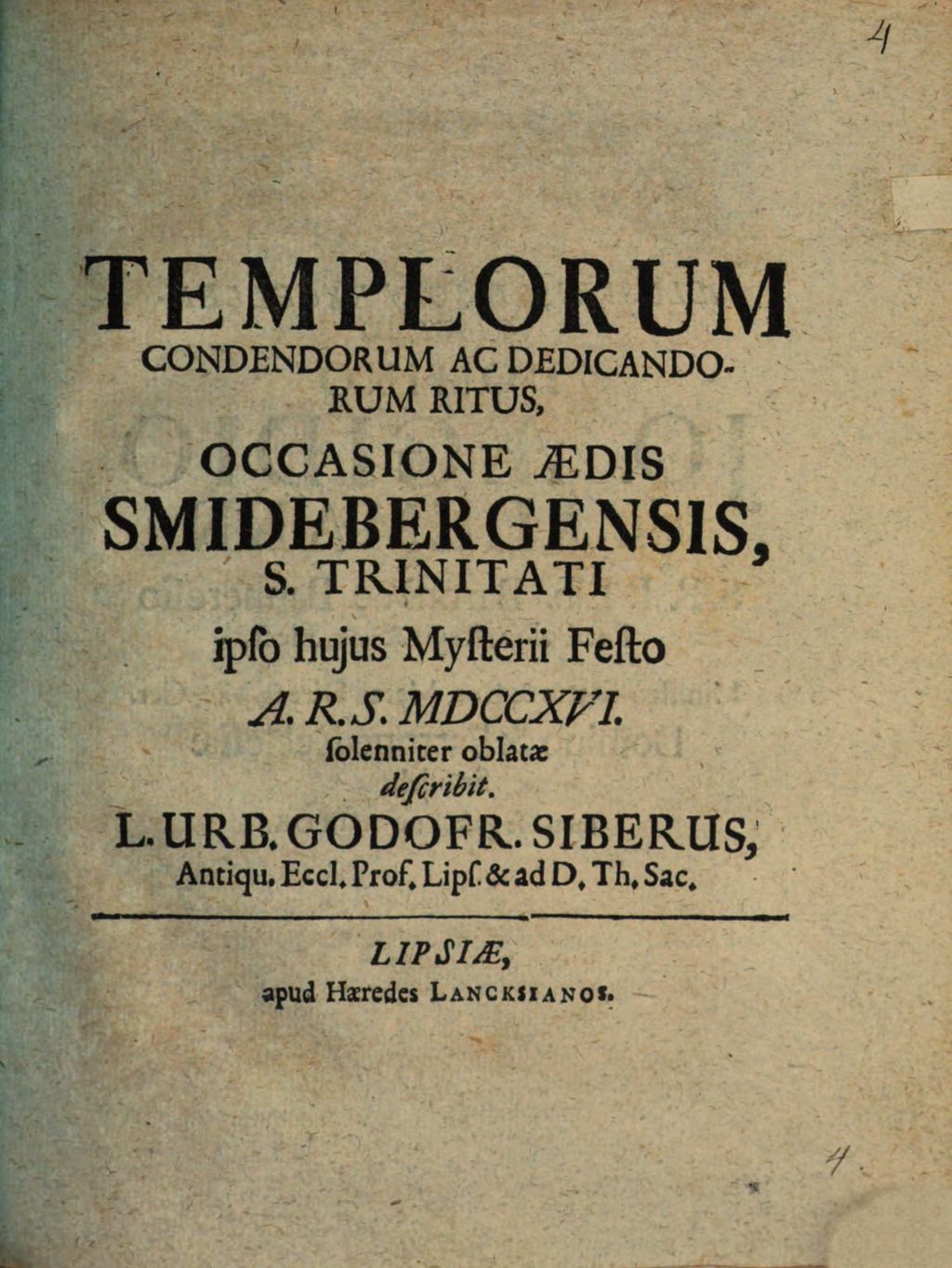 Cover of De templorum condendorum ac dedicandorum ritus