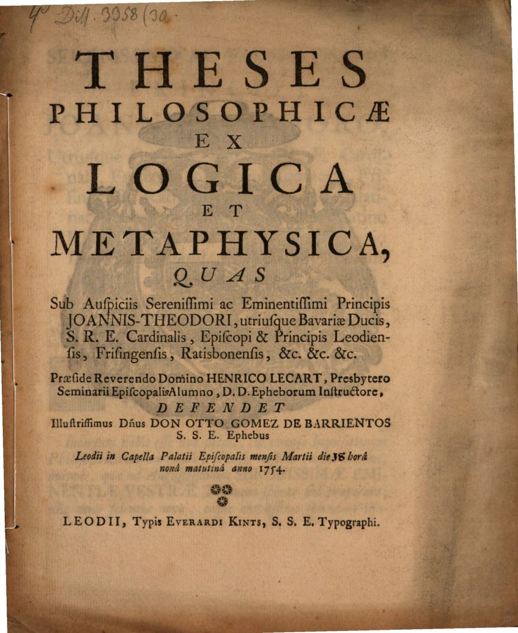 Cover of Theses philosophicae ex logica et metaphysica