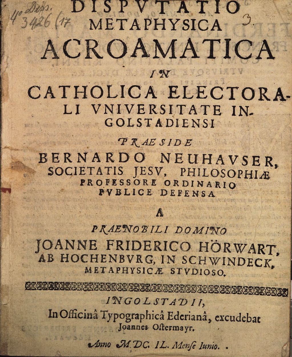 Cover of Disputatio metaphysica acroamatica