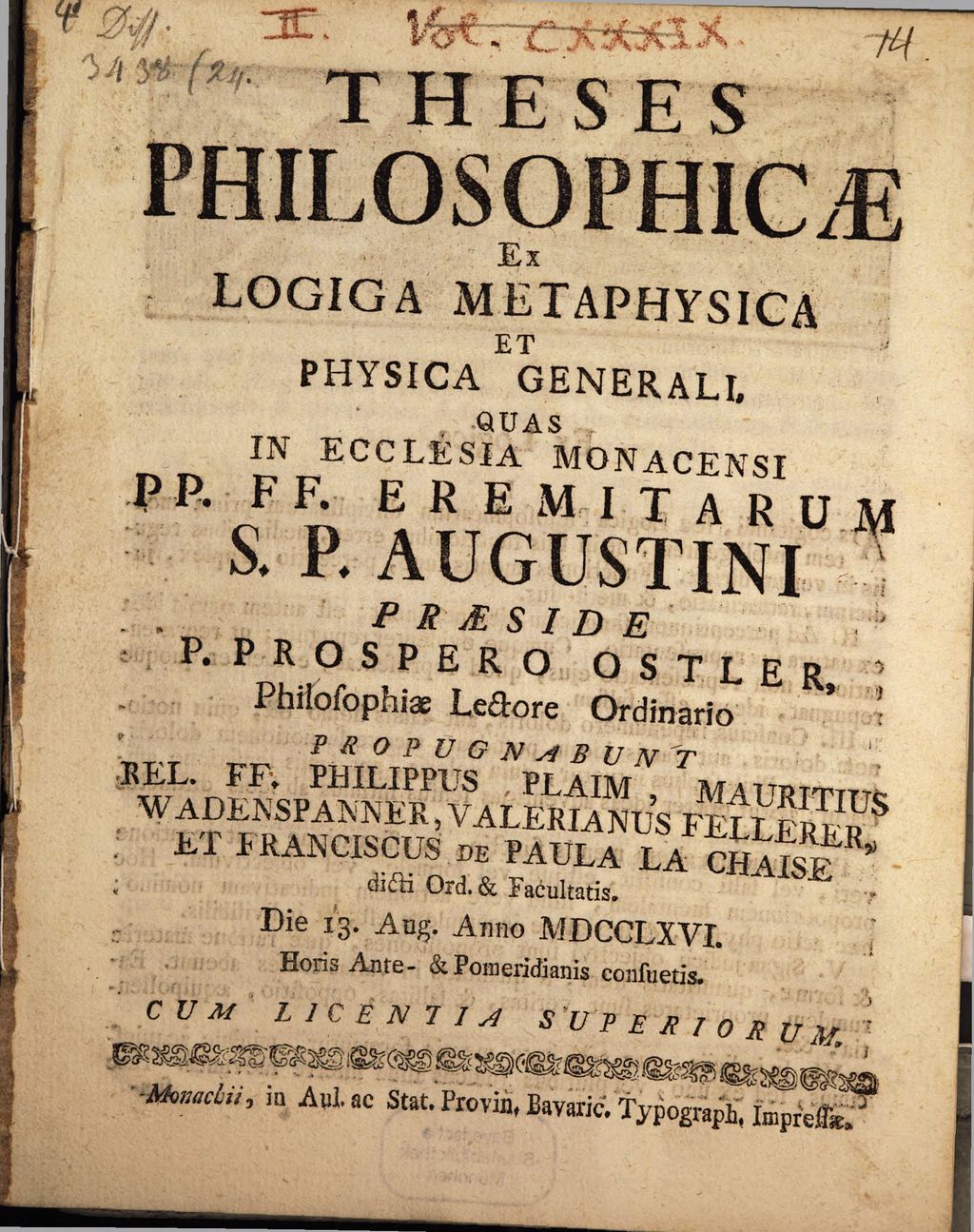 Cover of Theses philosophicae ex logica, metaphysica