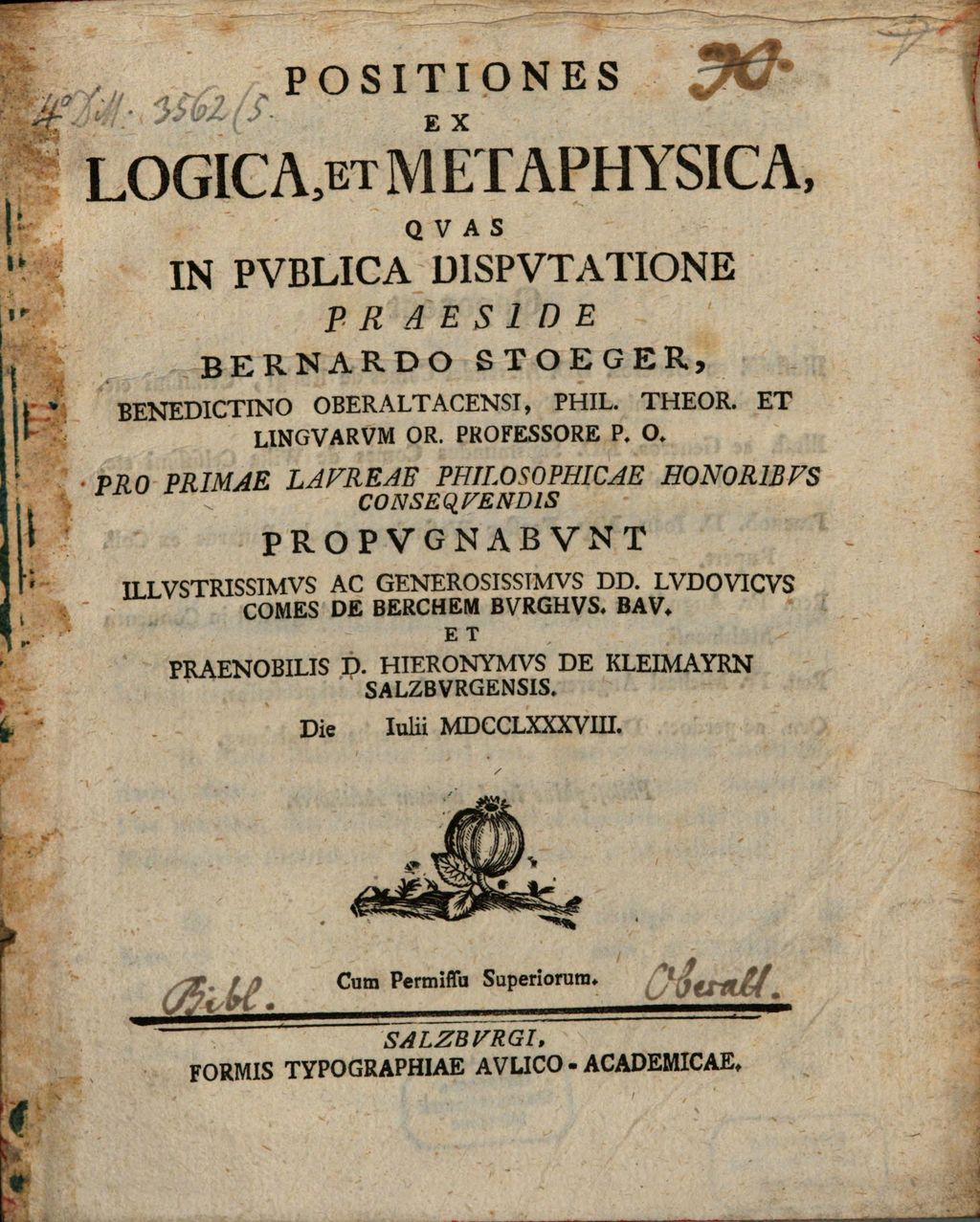 Cover of Positiones ex logica et metaphysica