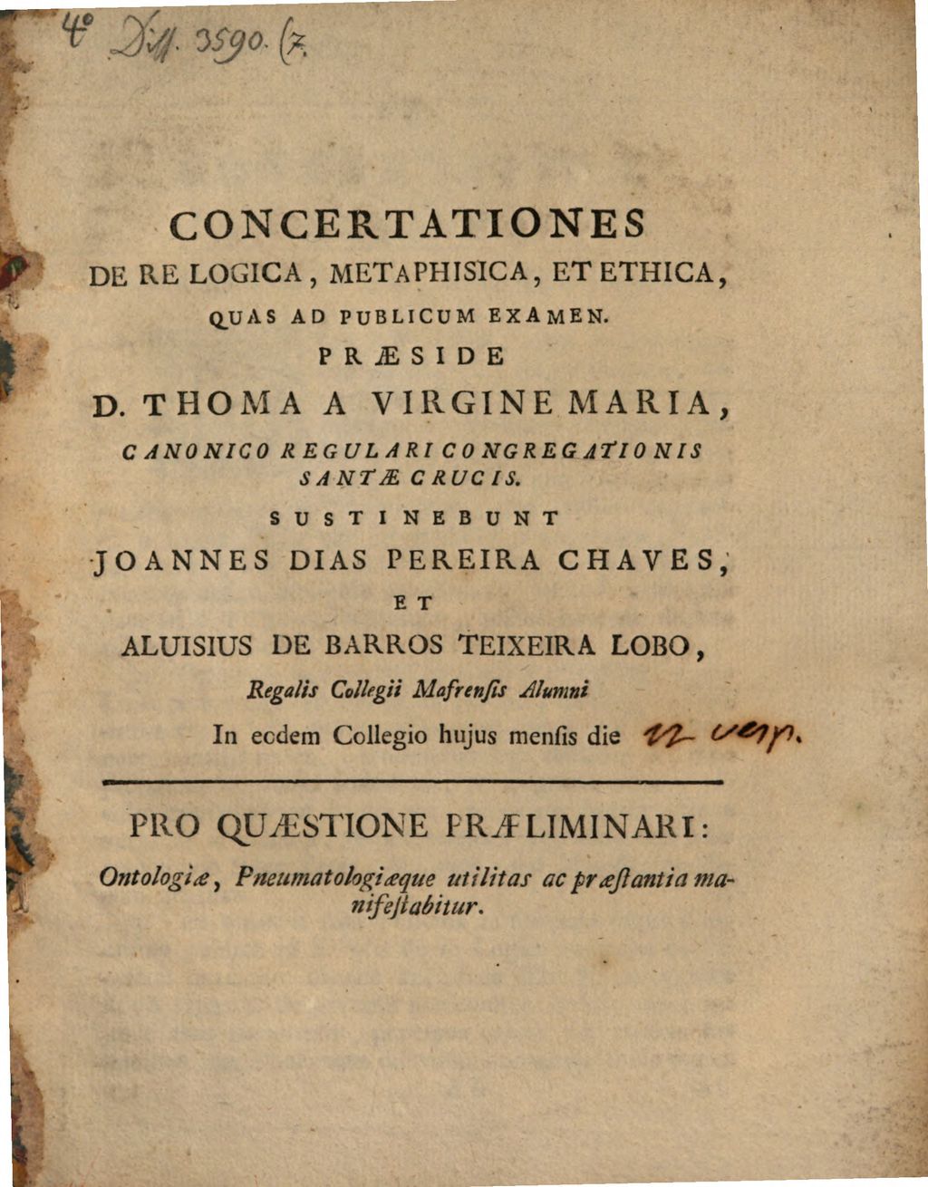 Cover of Concertationes de re logica, metaphysica et ethica