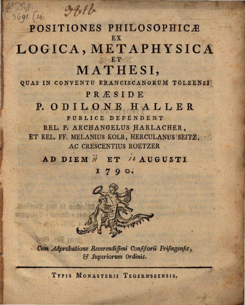 Cover of Positiones philosophicae ex logica, metaphysica et mathesi