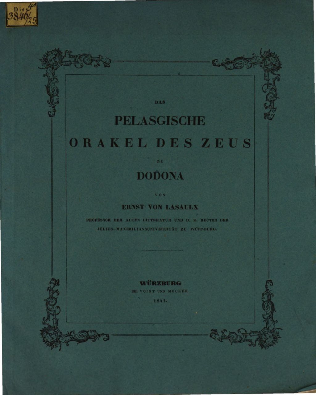 Cover of Das pelasgische Orakel des Zeus zu Dodona