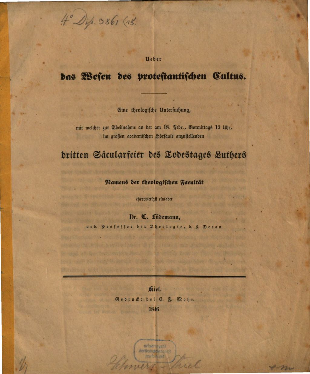 Cover of Ueber das Wesen des protestantischen Cultus