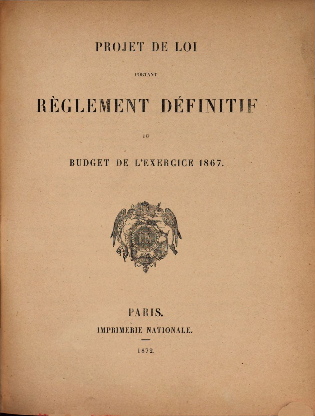 Cover of Rapport de loi portant réglement définitif du budget de l'exercice 1867