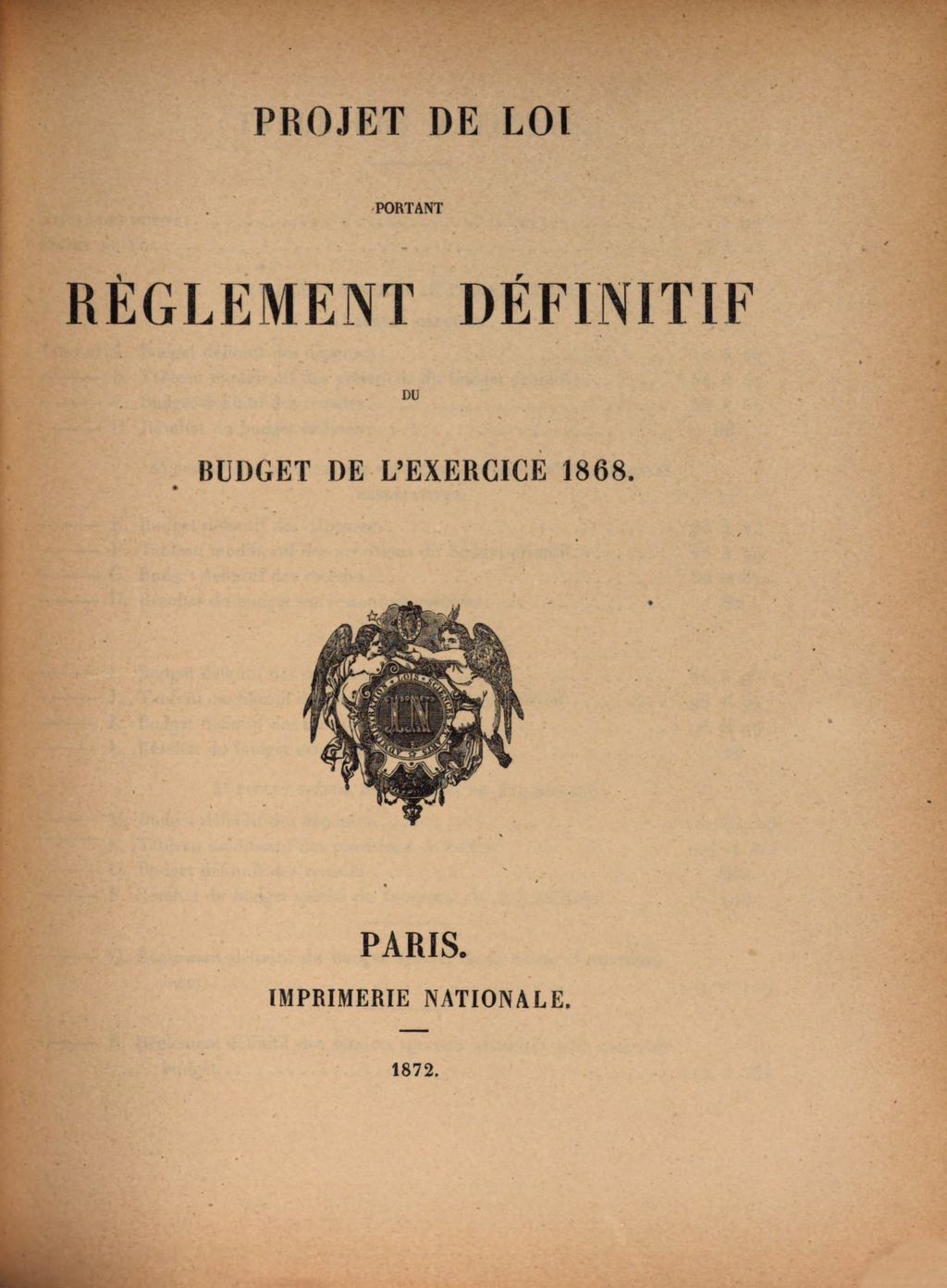 Cover of Rapport de loi portant réglement définitif du budget de l'exercice 1868