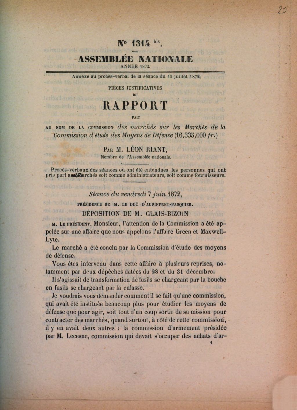 Cover of Pièces justificatives du rapport fait au nom de la Commission des Marchés sur les marchés de la commission d'étude des moyens de défense