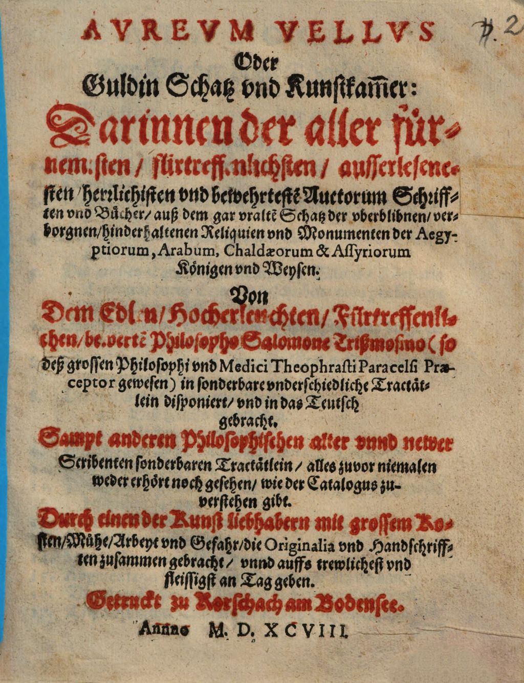 Cover of Aureum Vellus, oder Güldin Schatz und Kunstkammer. [1,1]