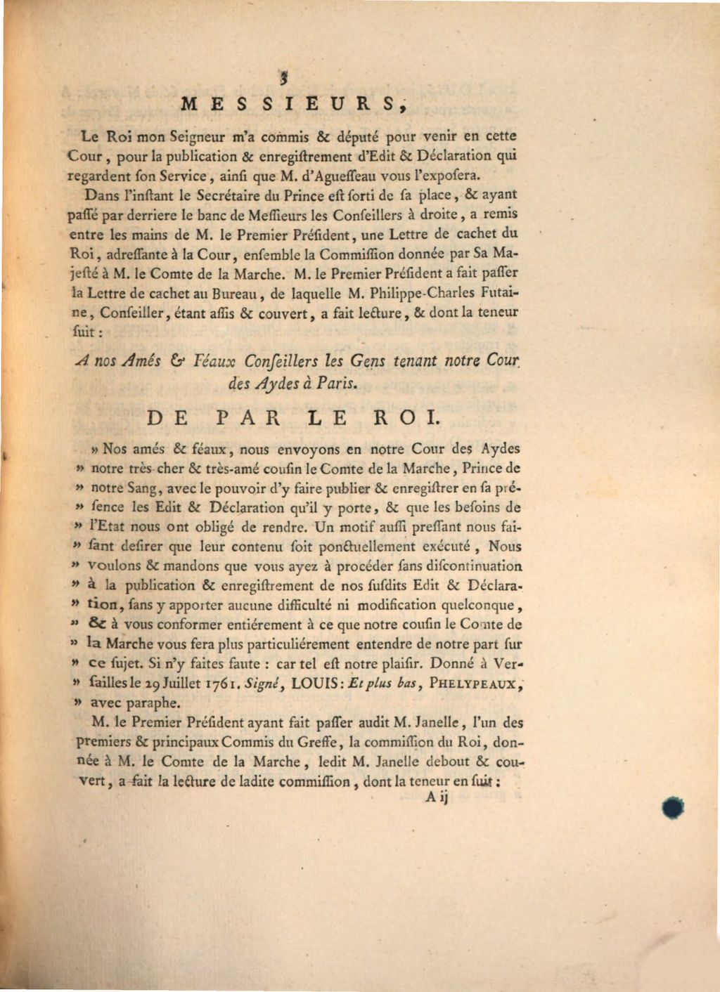 Cover of Procès-Verbal De la Séance tenue à la Cour-des-Aydes, par M. le Comte de la Marche, pour l'enregistrement de l'Edit du mois Juillet, & de la Déclaration du 16 Juin 1761