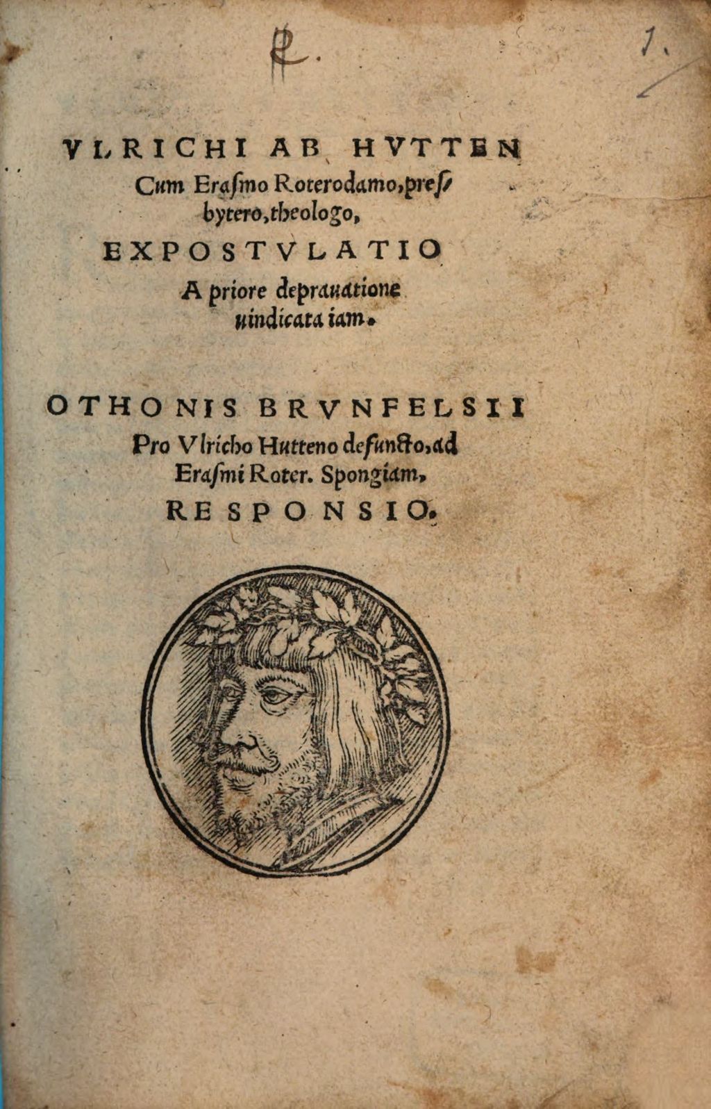Cover of Vlrichi Ab Hvtten Cum Erasmo Roterodamo, presbytero, theologo, Expostvlatio