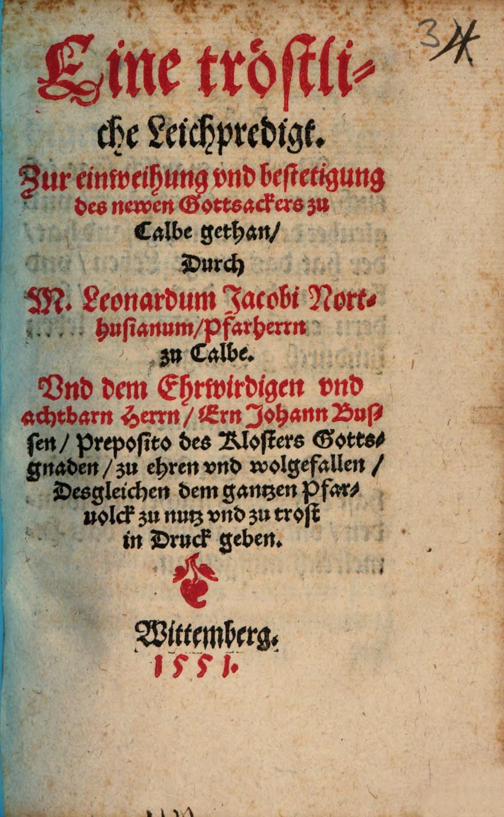 Cover of Eine tröstliche Leichpredigt