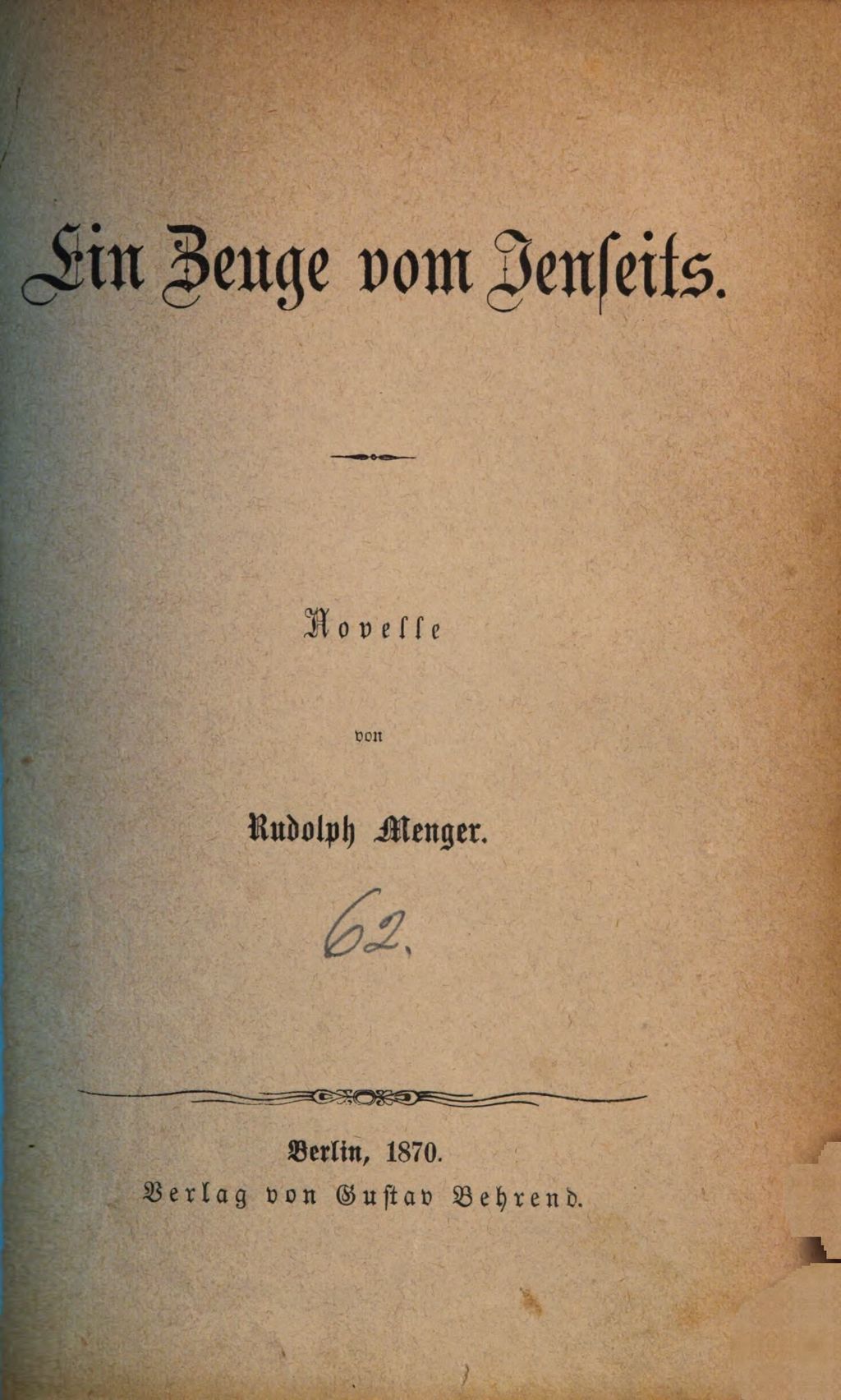 Cover of Ein Zeuge vom Jenseits
