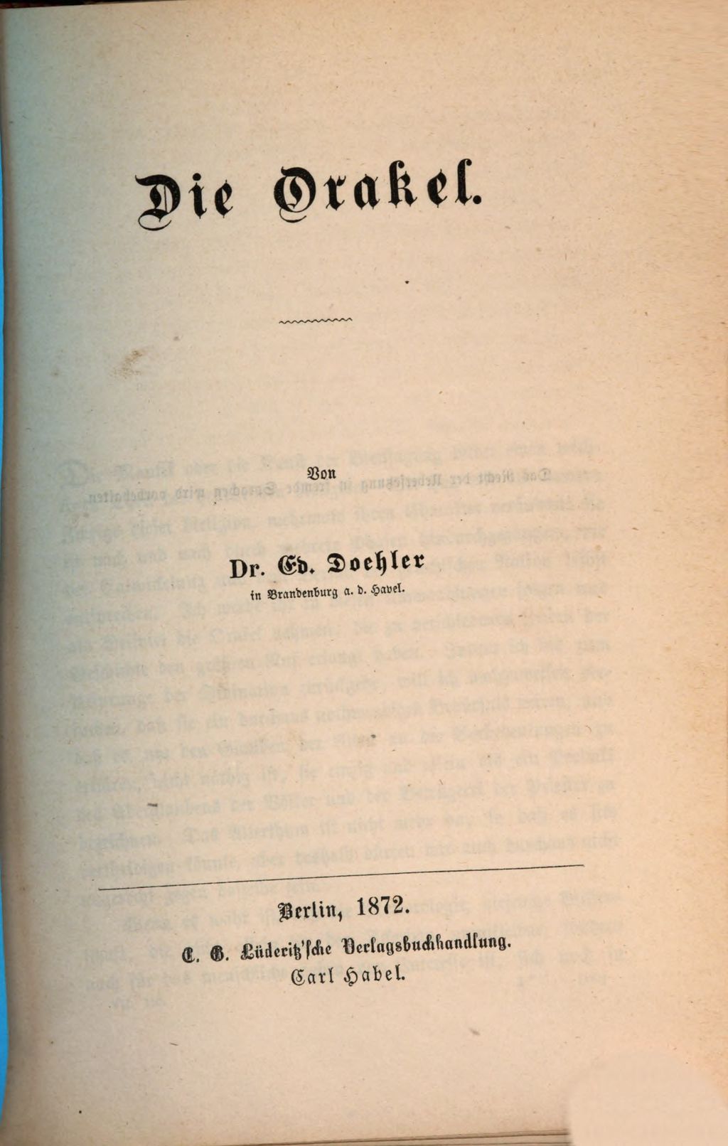 Cover of Die Orakel
