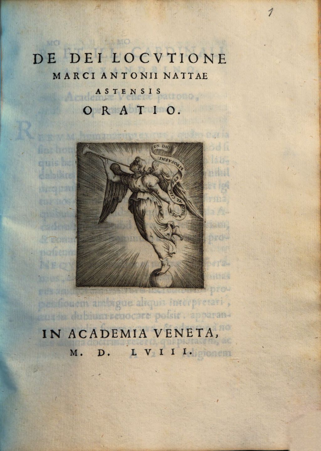 Cover of De Dei locvtione Marci Antonii Nattae Astensis oratio