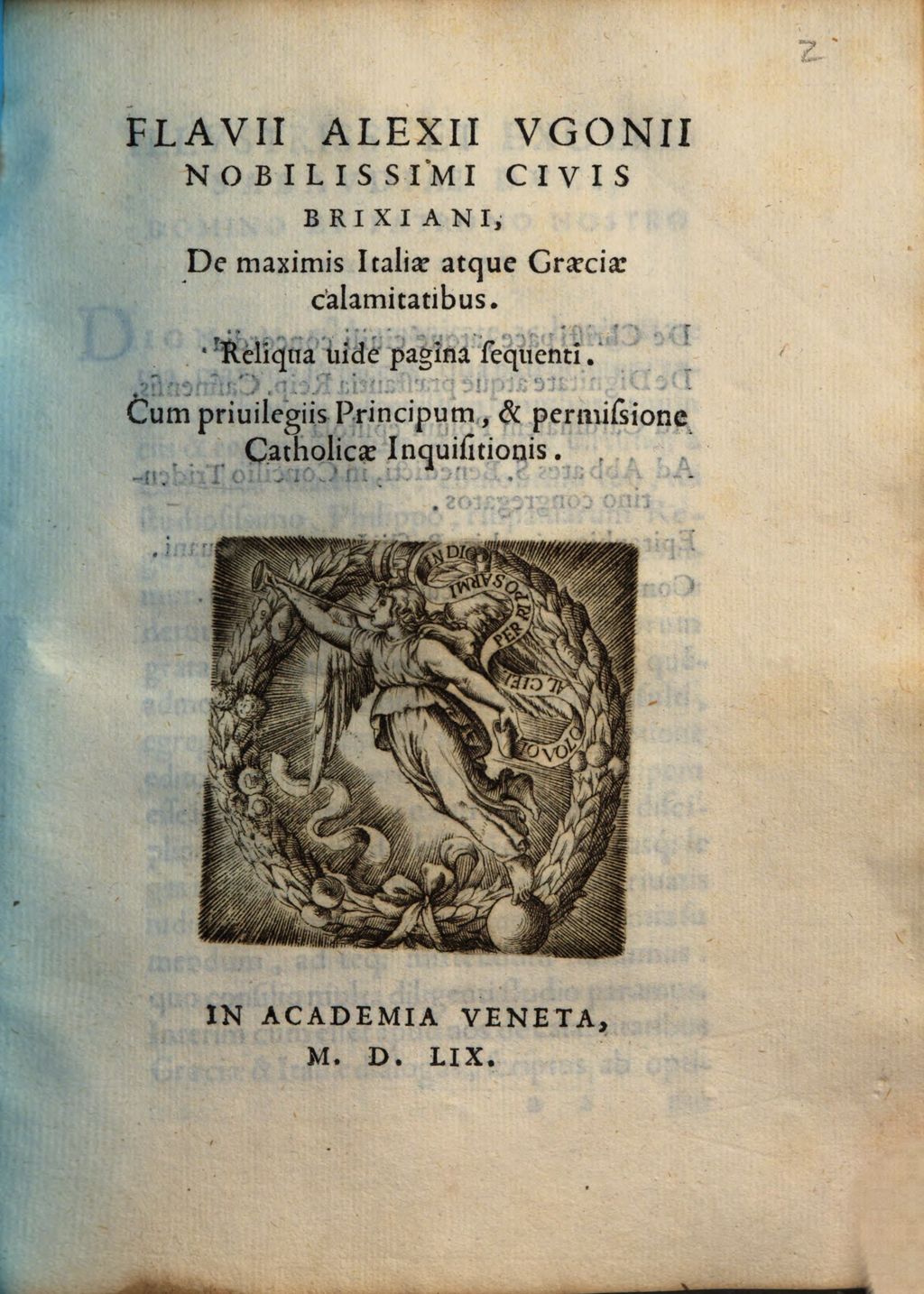 Cover of Flavii Alexii Vgonii Nobilissimi Civis Brixiani, De maximis Italiae atque Graeciae calamitatibus