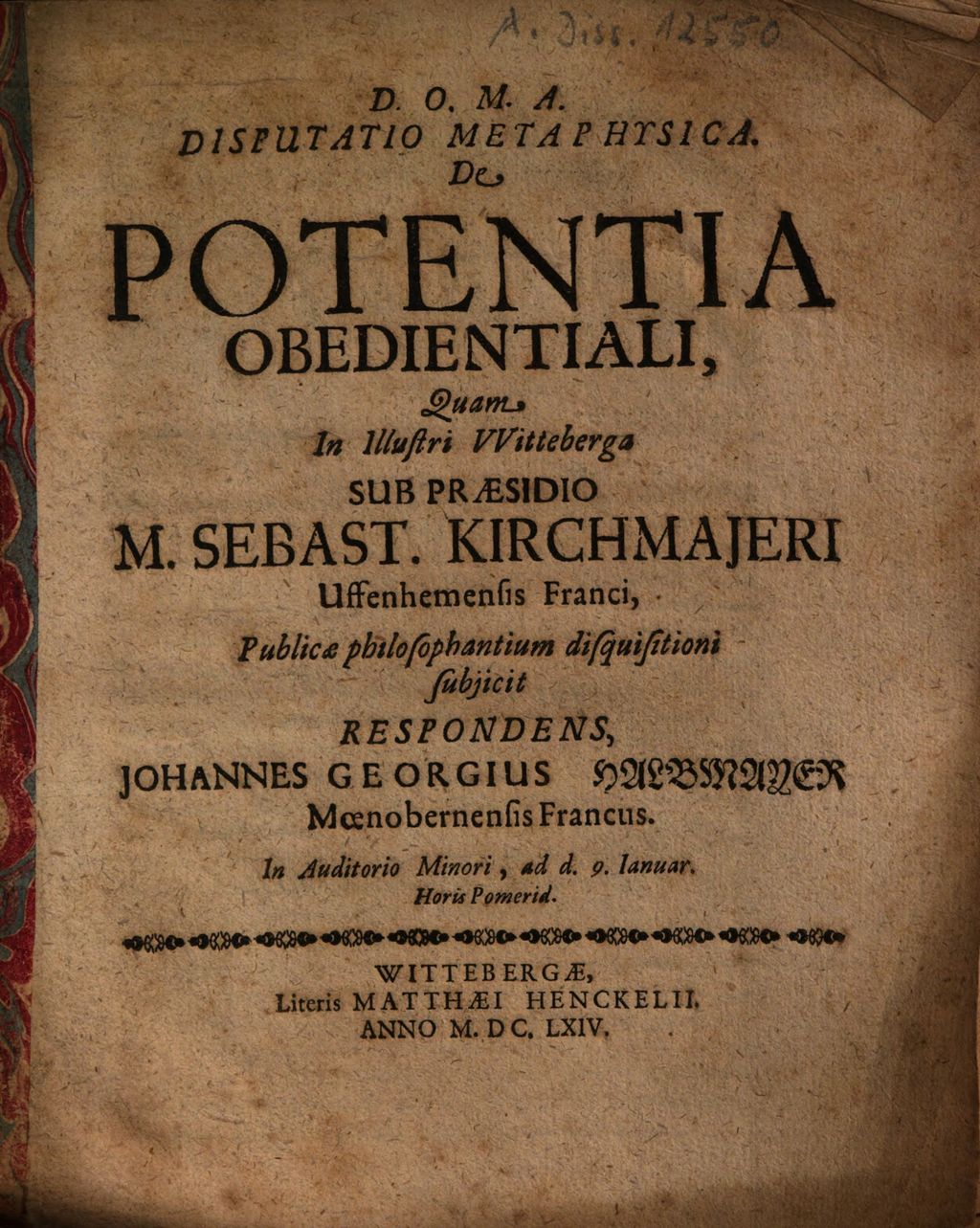 Cover of Disputatio Metaphysica , De Potentia Obedientiali