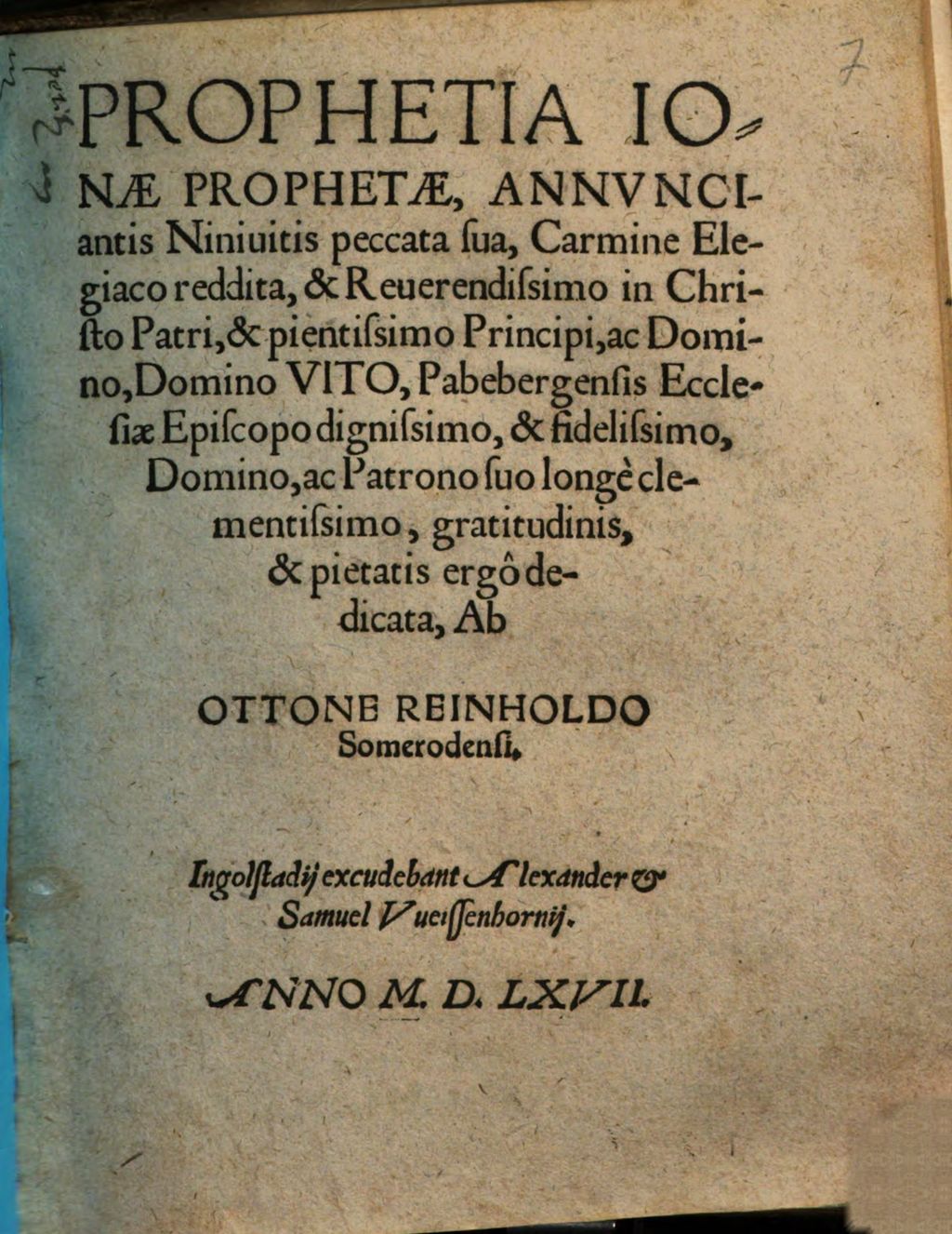 Cover of Prophetia Ionae Prophetae, Annvnciantis Niniuitis peccata sua