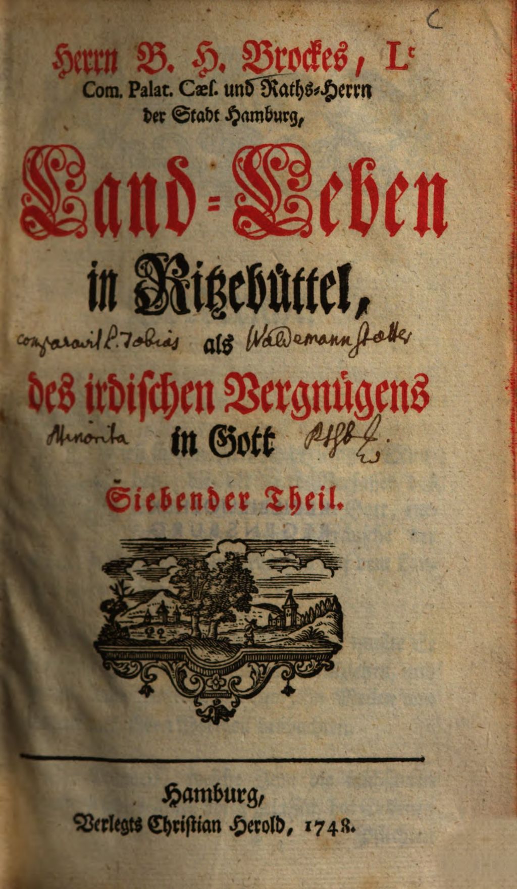 Cover of Herrn B. H. Brockes ... Land-Leben in Ritzebüttel