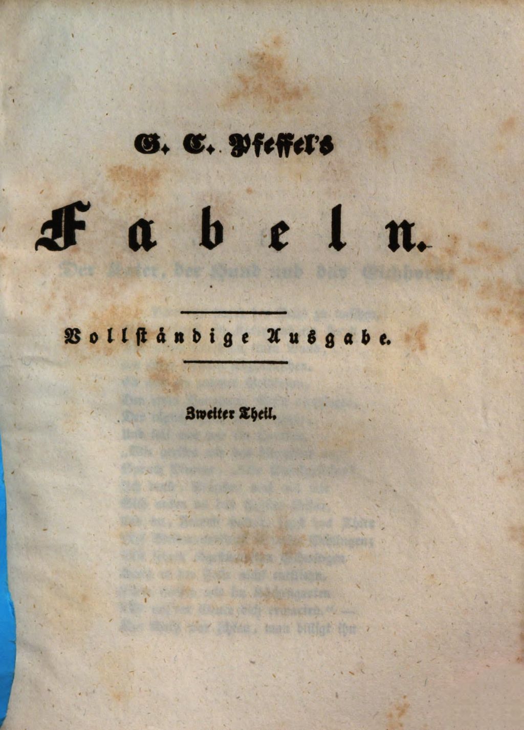 Cover of Gottlieb Conrad Pfeffel's Fabeln . 1,2, Fabeln