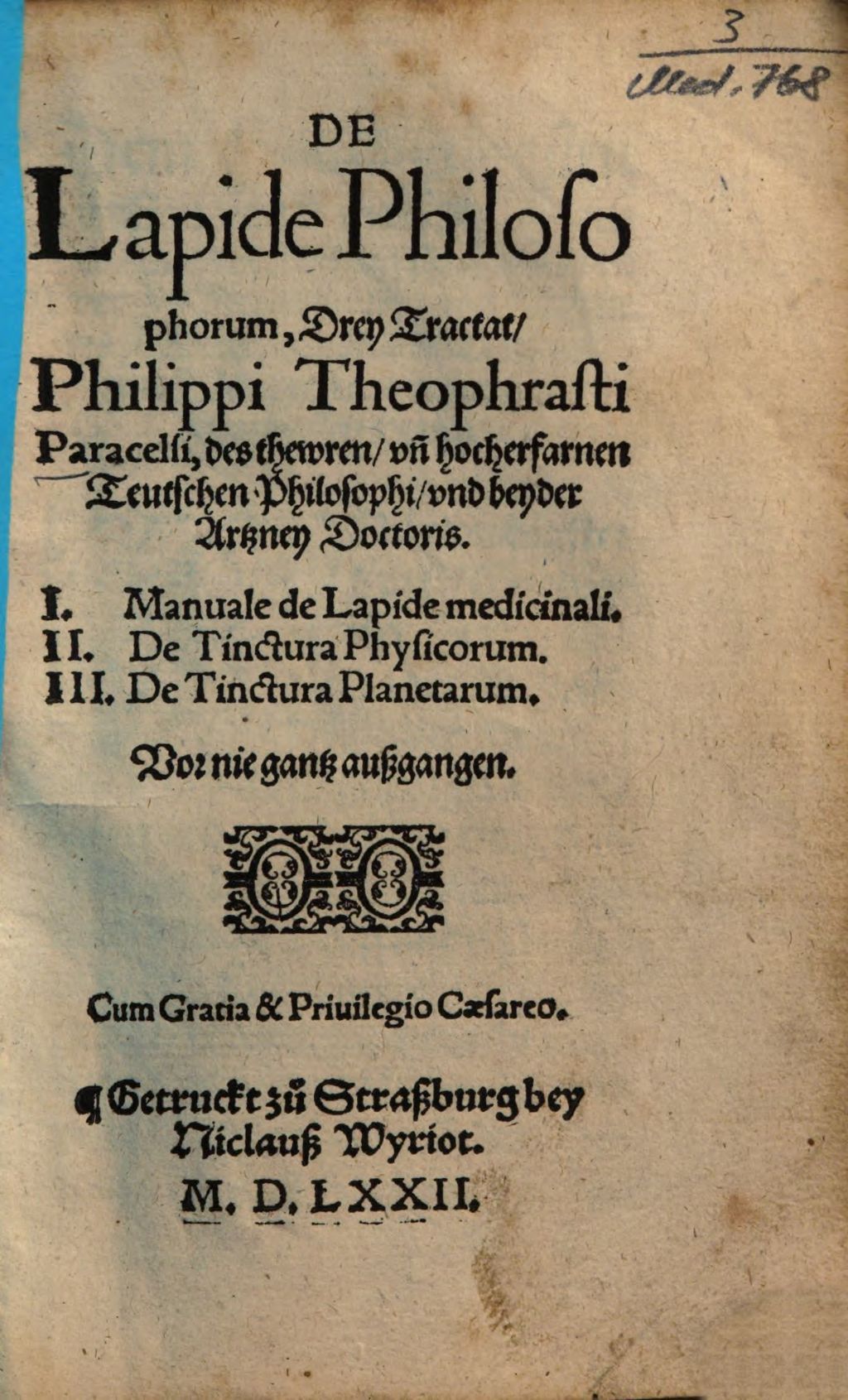 Cover of De Lapide Philosophorum