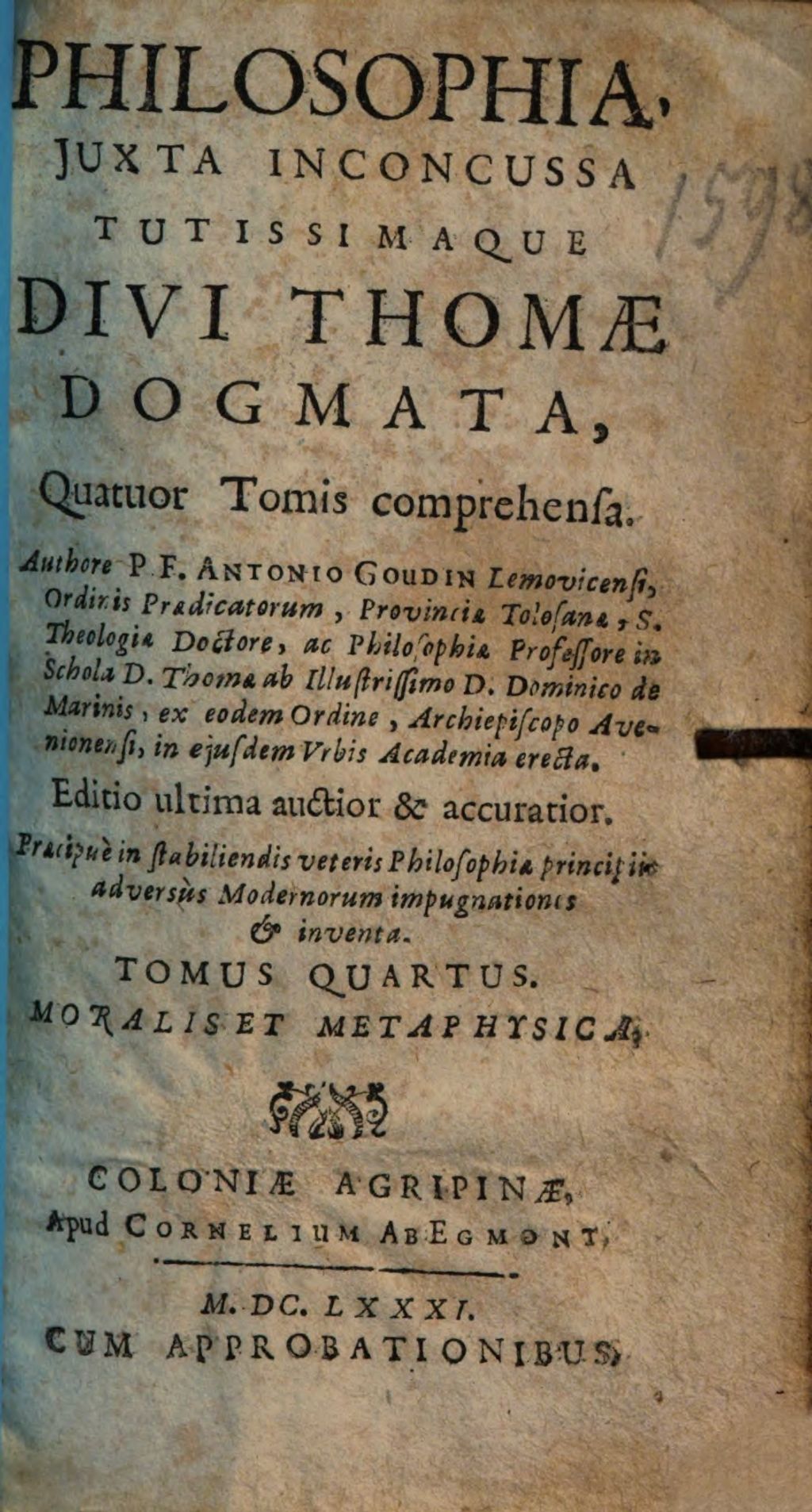 Cover of Philosophia iuxta inconcussa tutissimaque divi Thomae dogmata