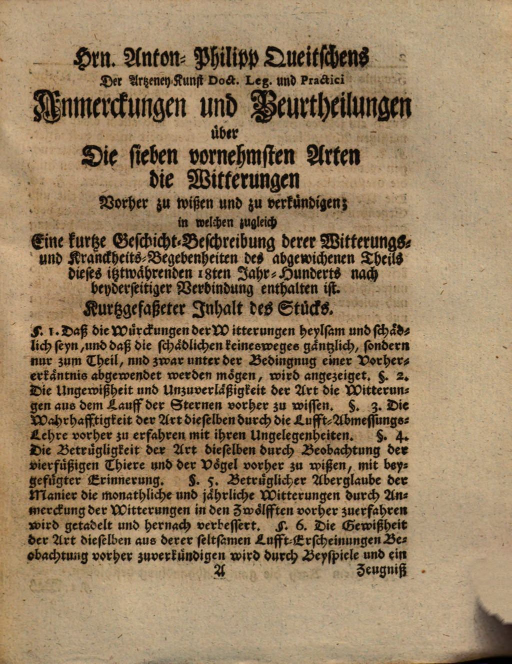 Cover of Physicalische merckwürdige Nachrichten von den Witterungen