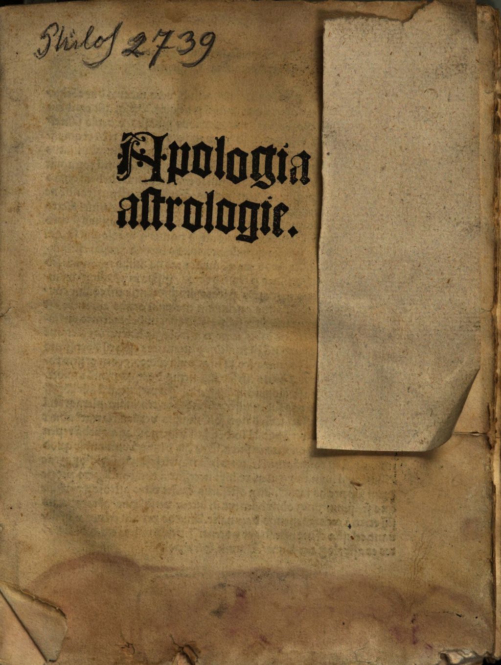 Cover of Apologia astrologie