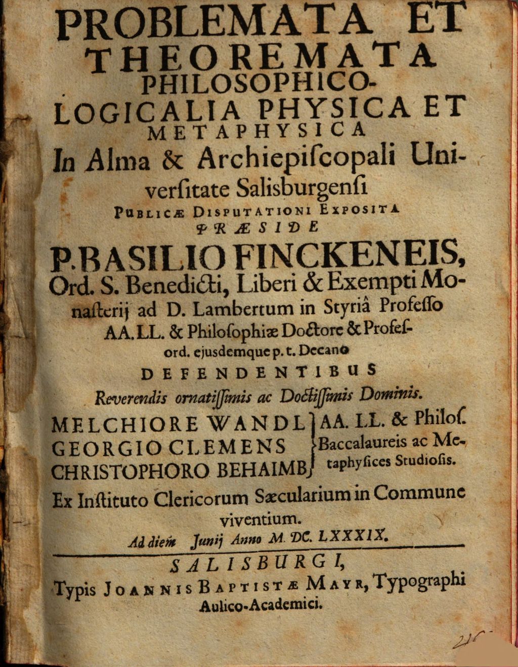 Cover of Problemata Et Theoremata Philosophico-Logicalia Physica Et Metaphysica