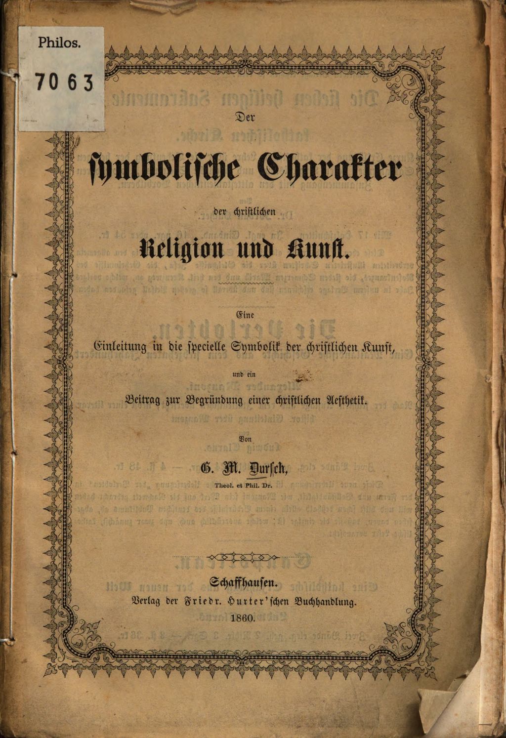Cover of Der symbolische Charakter der christlichen Religion und Kunst