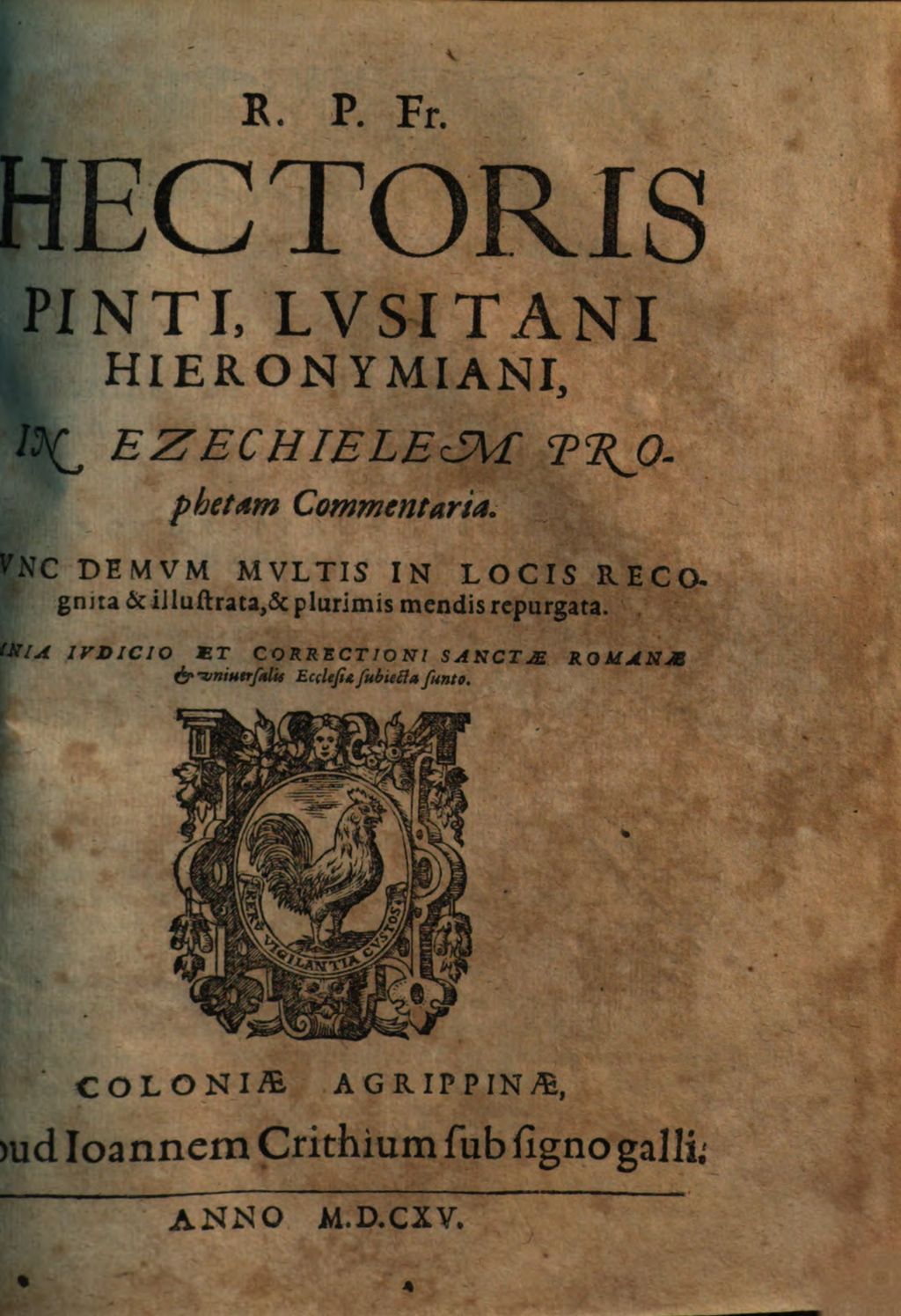 Cover of R.P. Fr. Hectoris Pinti, Lvsitani Hieronymiani, In Ezechielem Prophetam Commentaria