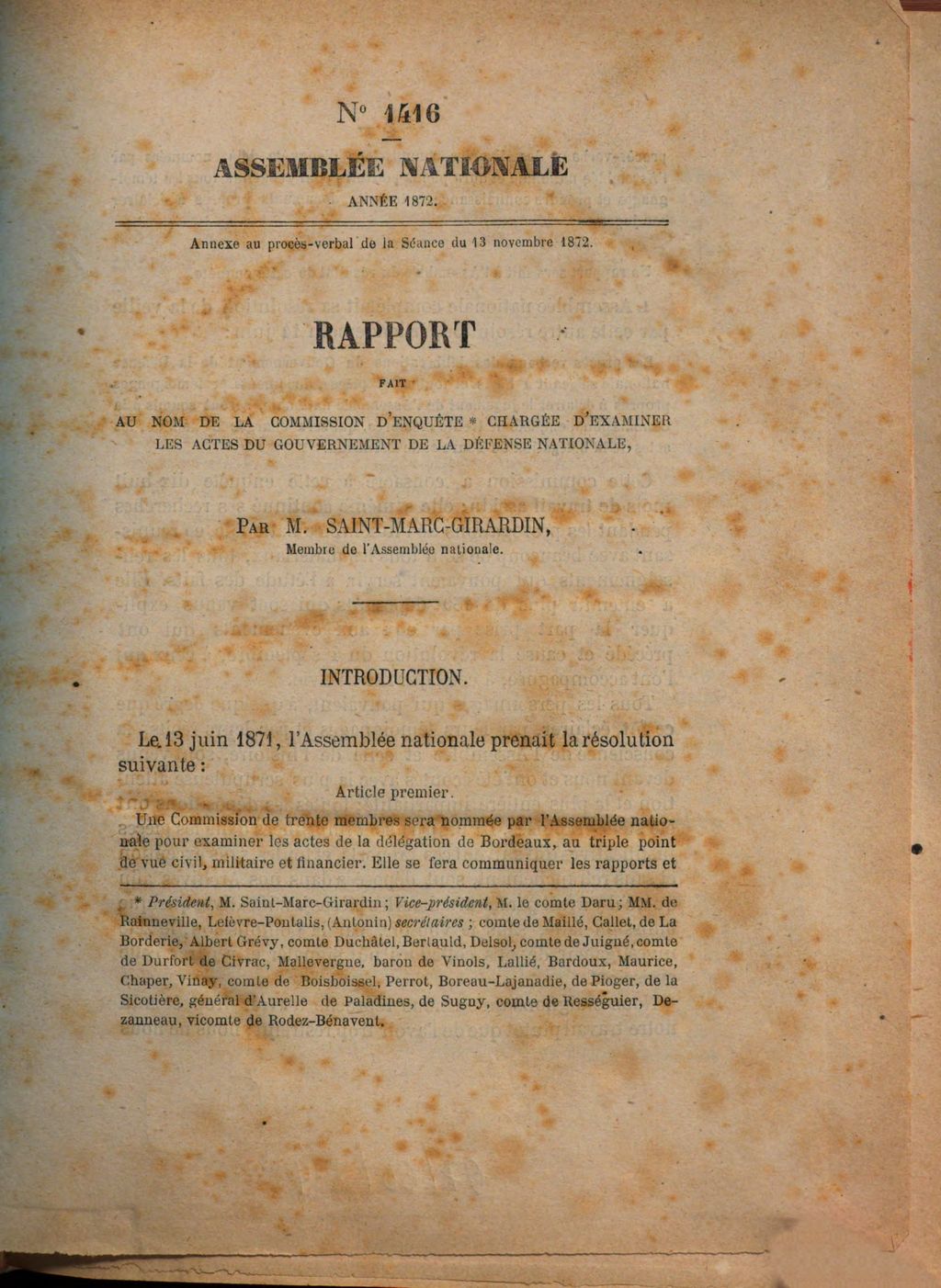 Cover of Enquête parlementaire sur les actes du gouvernement de la défense nationale. [9,1], Rapport fait au nom de la commission d'enquete